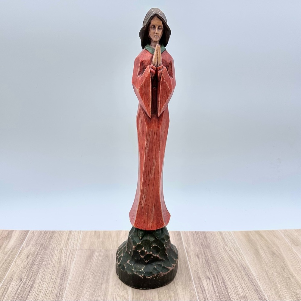Southern Living At Home Praying Wooden Resin Girl Angel Folk Art Home Decor 15”